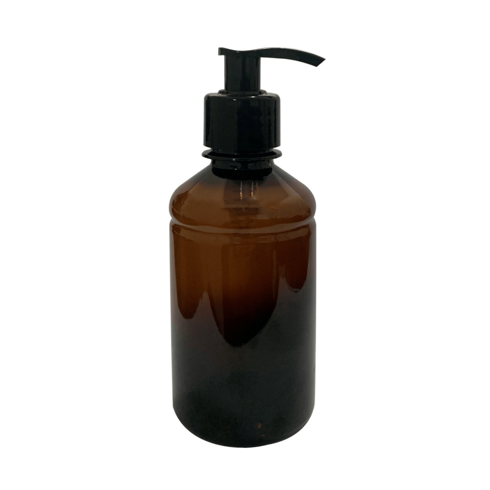 Porta Creme Vidro Âmbar com Pump Preto 250ml